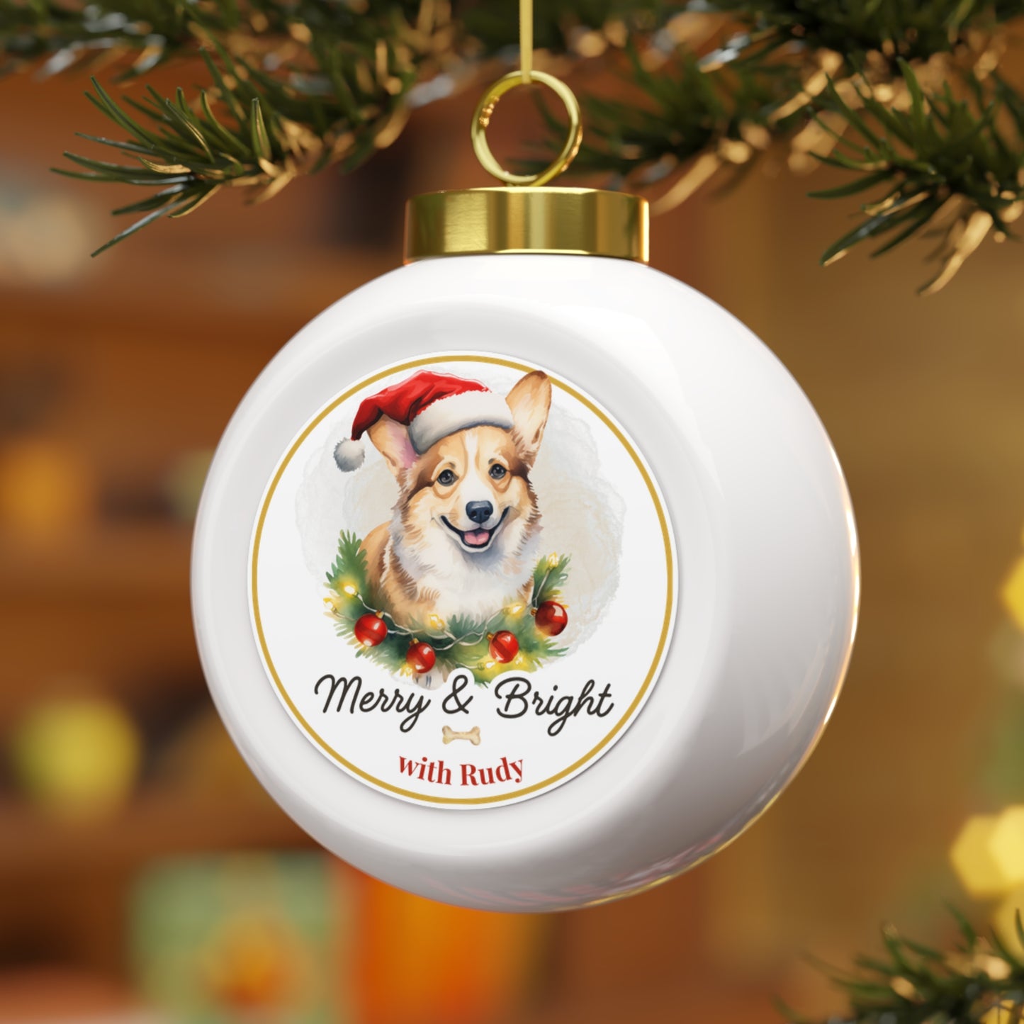Personalized Dog Breed Christmas Ornament (Corgi)