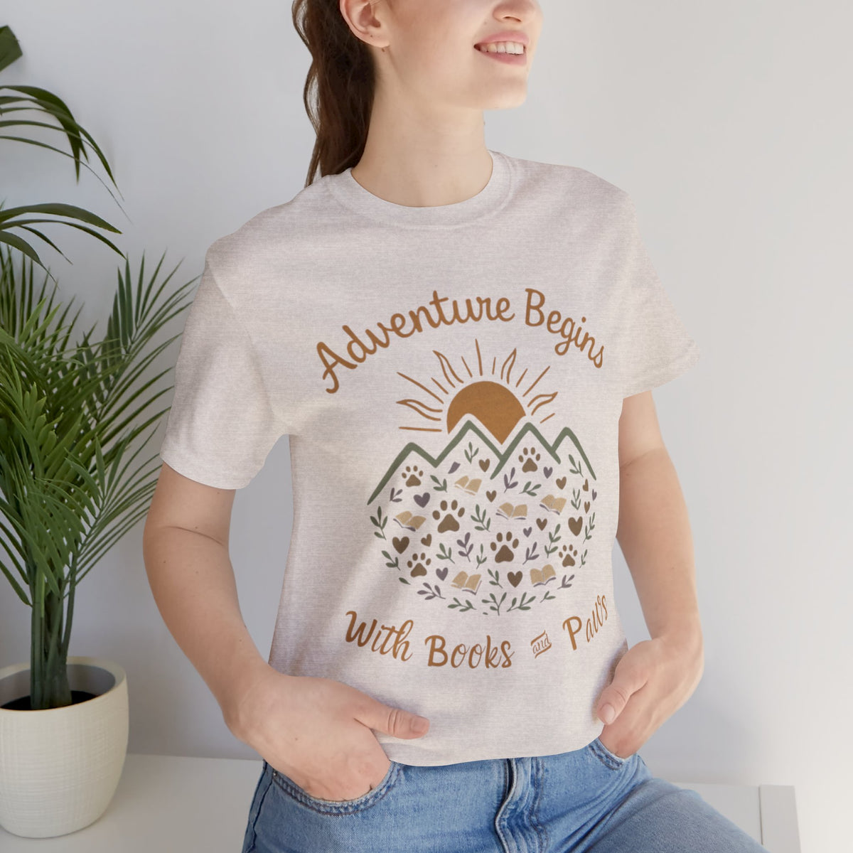 Adventure Begins with Books and Paws T-Shirt - Novel Paws