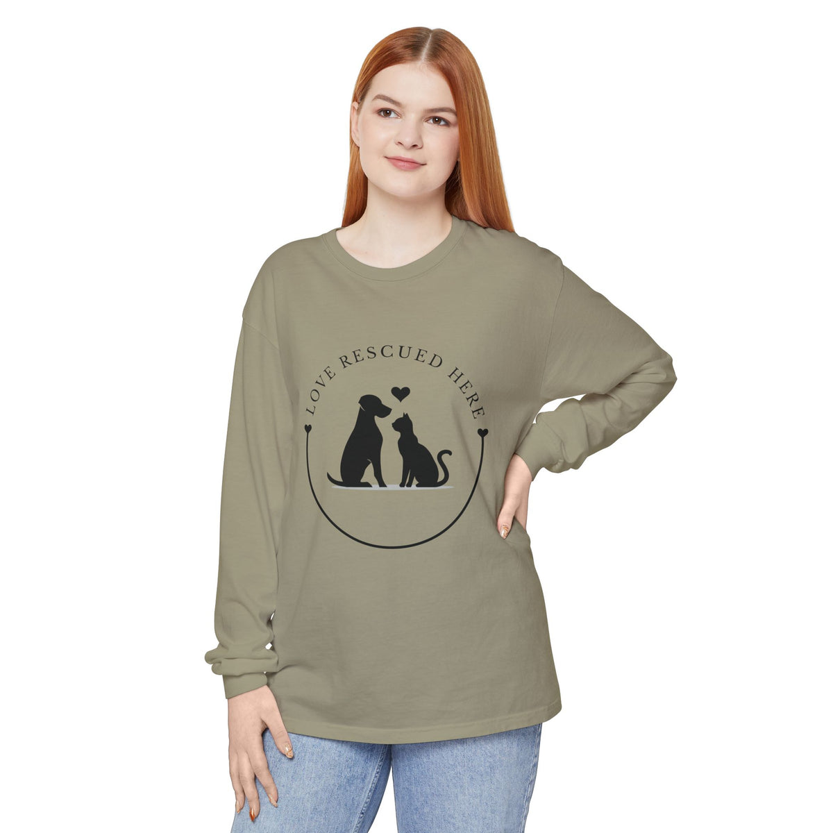 Love Rescued Here Cat and Dog Adoption Long Sleeve T-Shirt