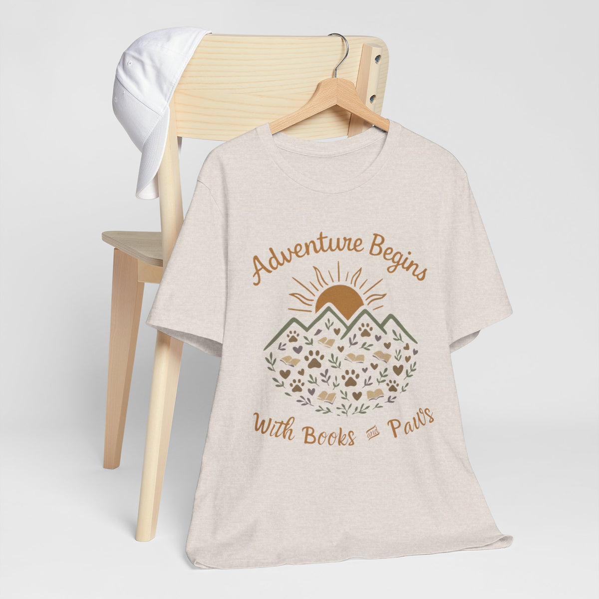 Adventure Begins with Books and Paws T-Shirt - Novel Paws