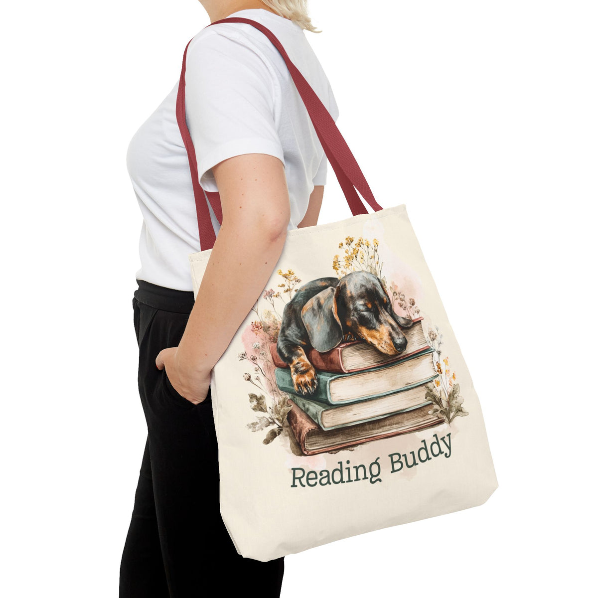 Reading Buddy Dachshund Tote Bag – Cozy Gift for Book & Dog Lovers - Novel Paws