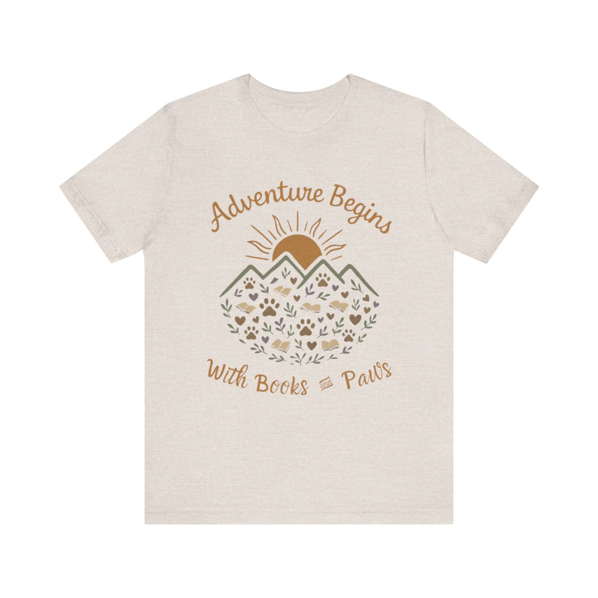 Adventure Begins with Books and Paws T-Shirt - Novel Paws