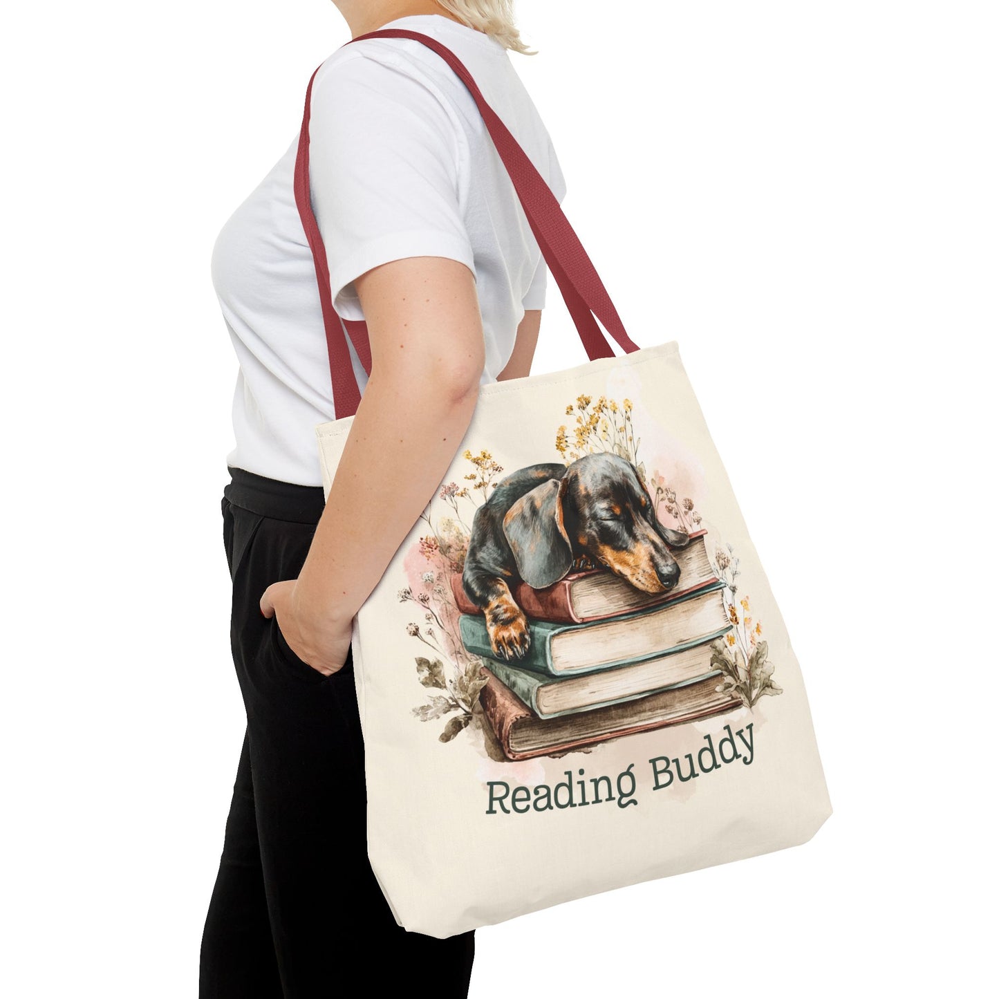 Reading Buddy Dachshund Tote Bag β Cozy Gift for Book & Dog Lovers - Novel Paws