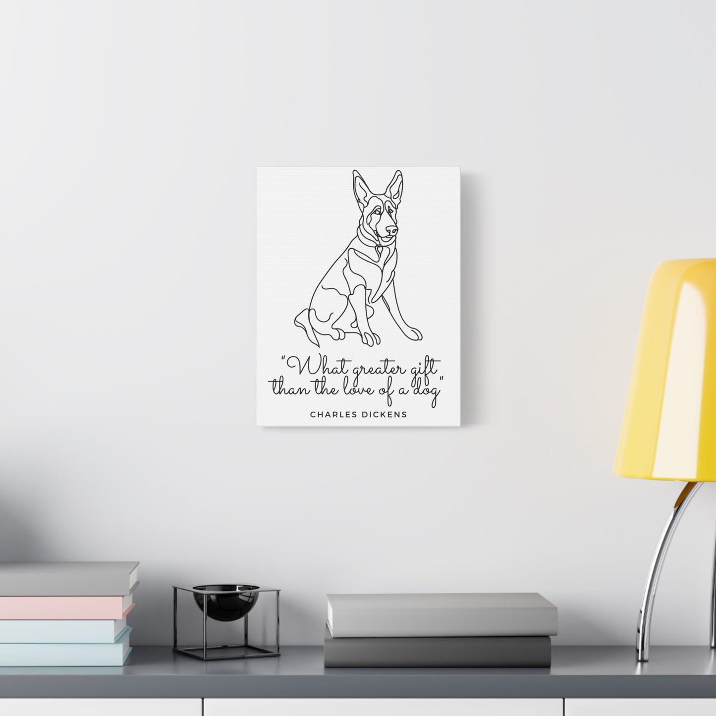 German Shepherd Line Art with quote Canvas Print