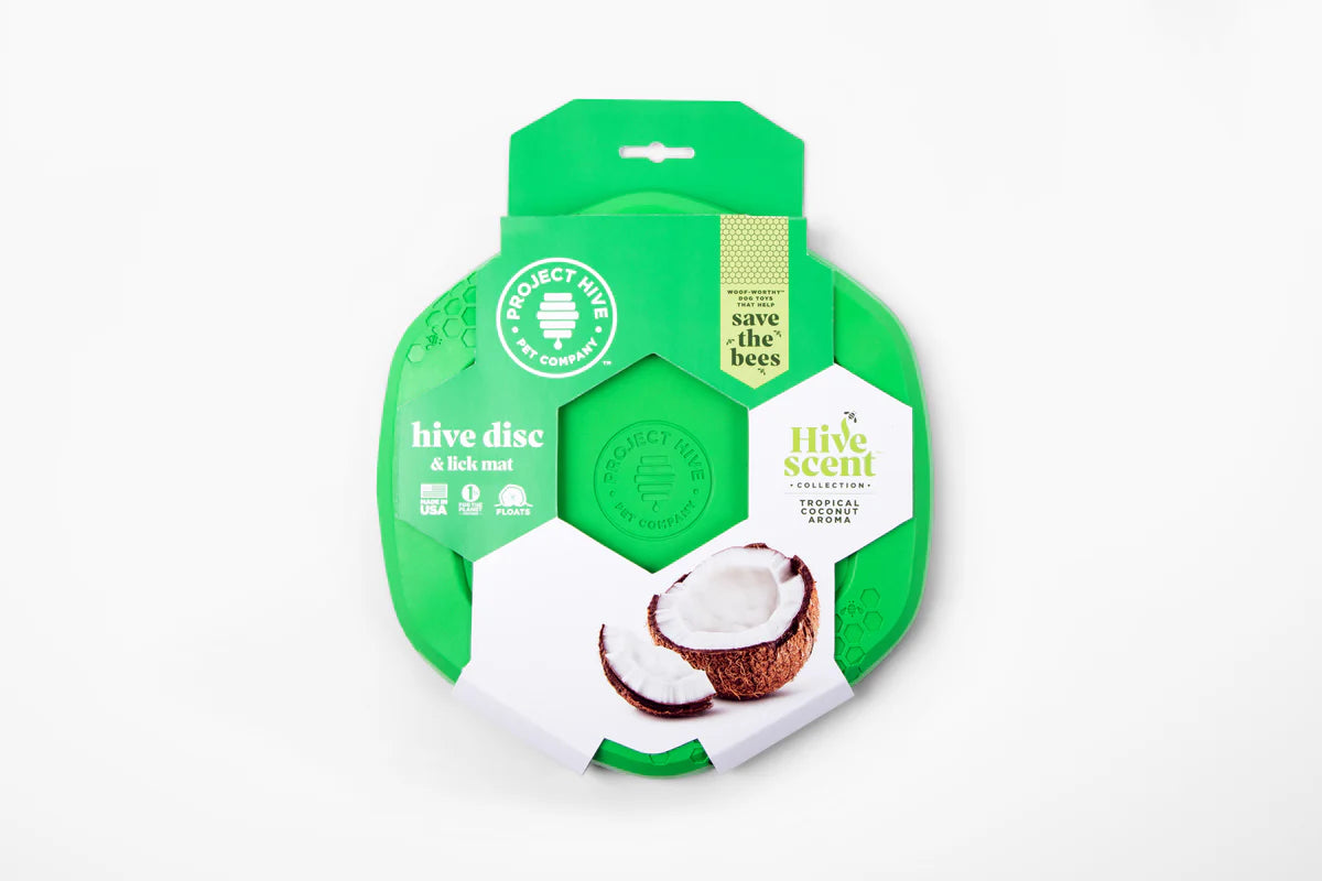 Project Hive Tropical Coconut Scent Hive Disc & Lick Mat (Green) - Novel Paws