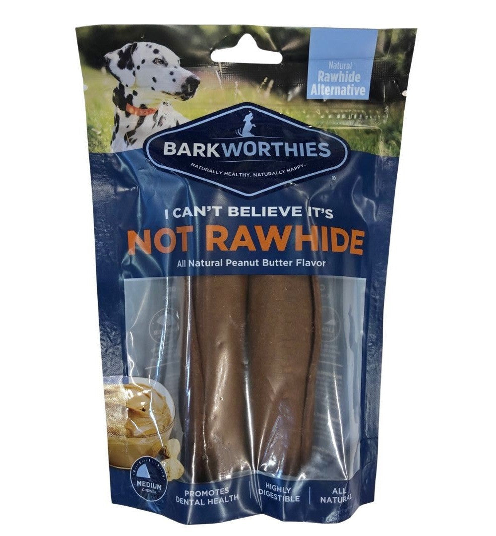 Barkworthies “I Can’t Believe It’s Not Rawhide” Rolls – Peanut Butter (Large, 2 pk) - Novel Paws