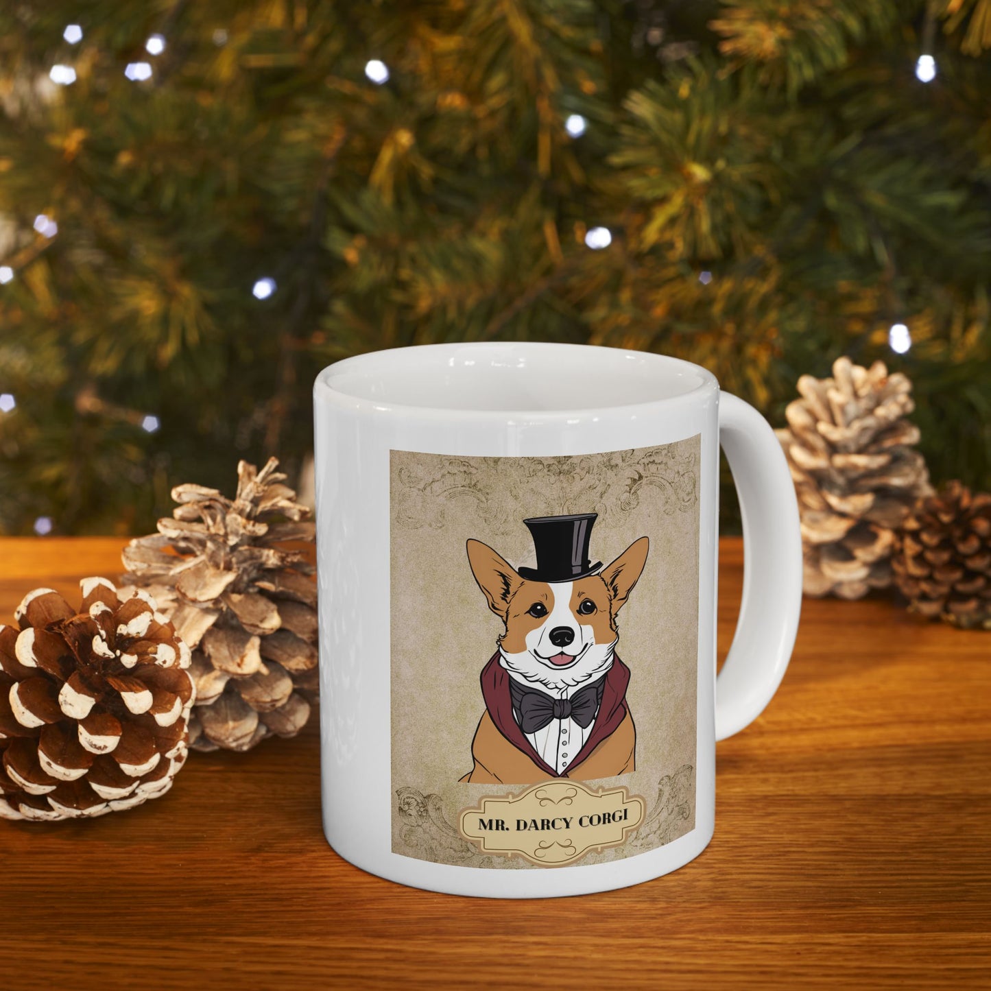 Ceramic Mug - Corgi Dressed as Mr Darcy with Love Quote