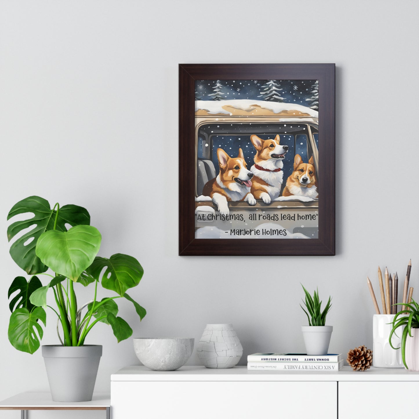 Vertical Poster - Corgis in Van Christmas Home Quote