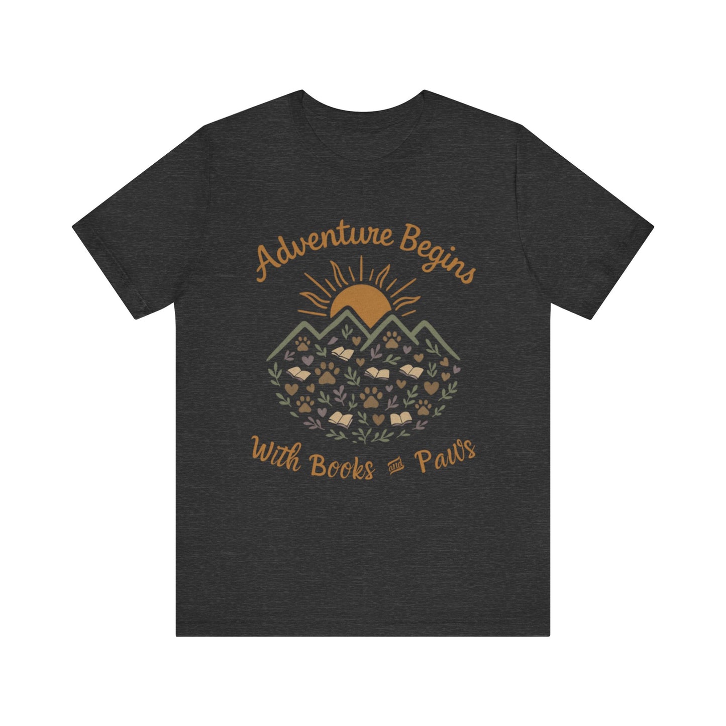 Adventure Begins with Books and Paws T-Shirt - Novel Paws