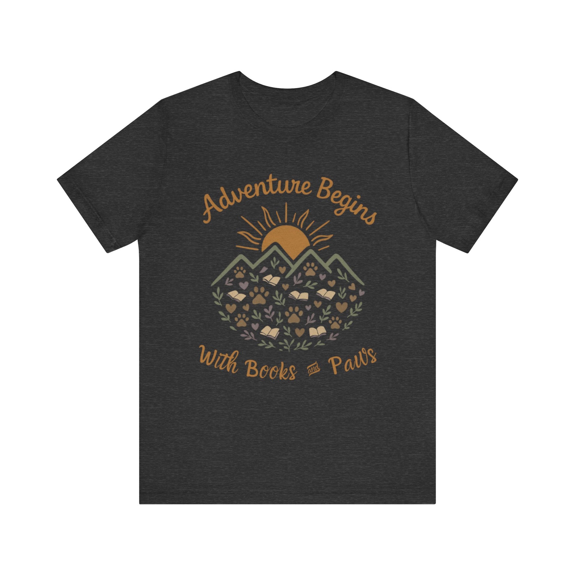 Adventure Begins with Books and Paws T-Shirt - Novel Paws