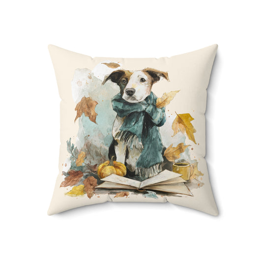 Cozy Dog-Themed Pillow, Decorative Cushion, Fall Home Decor, Pet Lover Gift, Autumn Accent, Personalized Pet Pillow