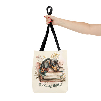 Reading Buddy Dachshund Tote Bag – Cozy Gift for Book & Dog Lovers - Novel Paws