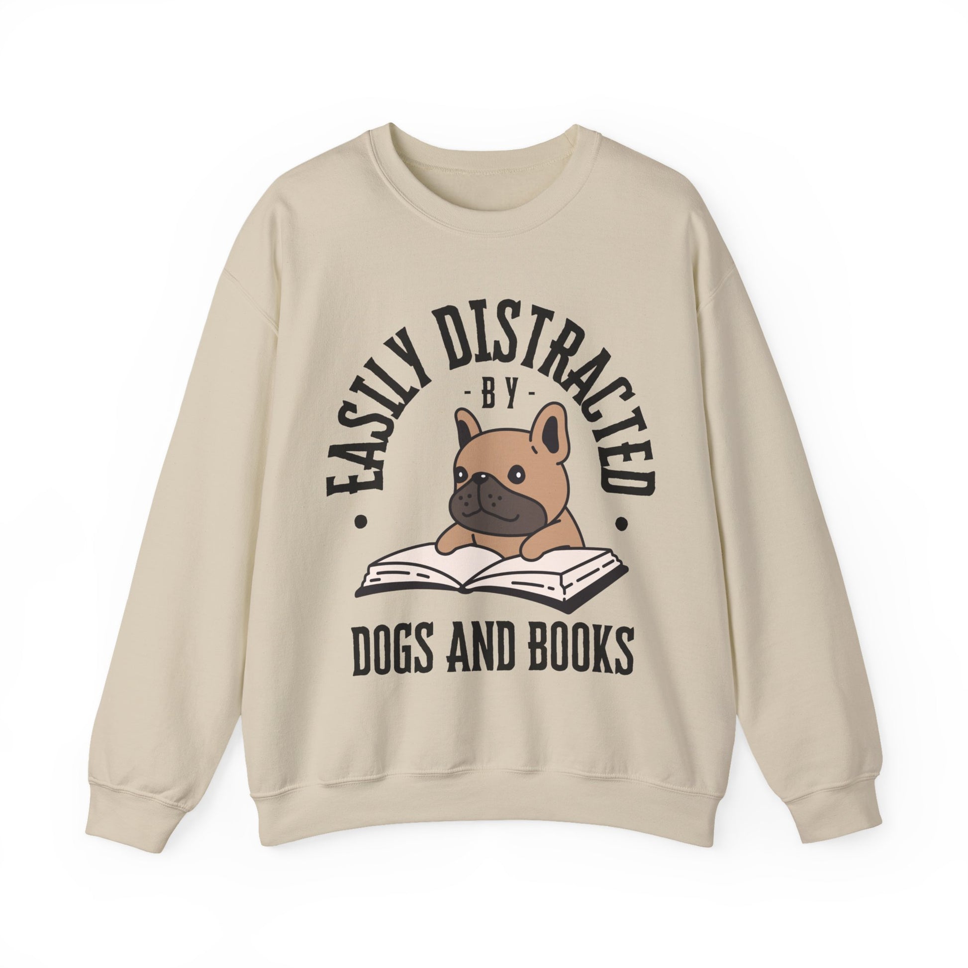 Dog Lover Crewneck Sweatshirt - Easily Distracted by Dogs and Books - Novel Paws
