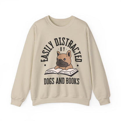 Dog Lover Crewneck Sweatshirt - Easily Distracted by Dogs and Books - Novel Paws