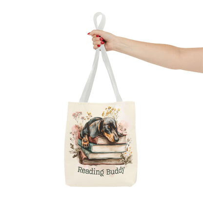 Reading Buddy Dachshund Tote Bag – Cozy Gift for Book & Dog Lovers - Novel Paws