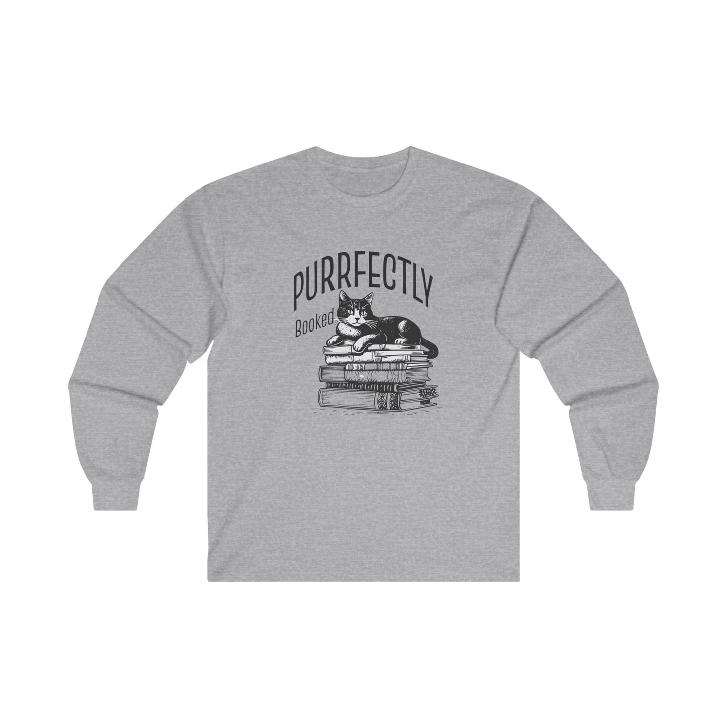 Cat Vintage Unisex Long Sleeve Tee - Purrfectly Booked