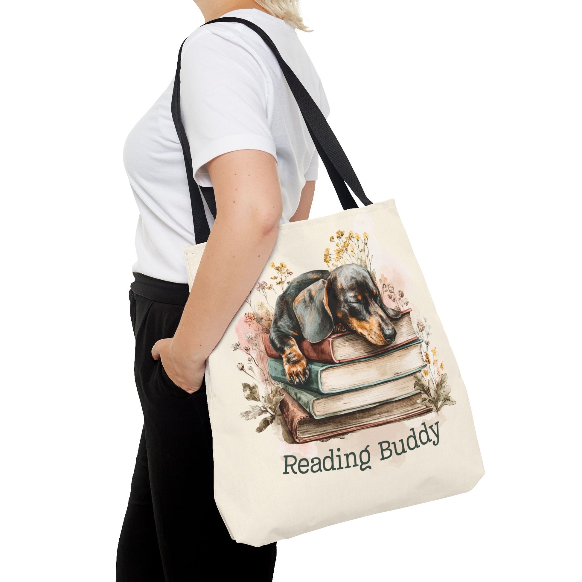 Reading Buddy Dachshund Tote Bag – Cozy Gift for Book & Dog Lovers - Novel Paws