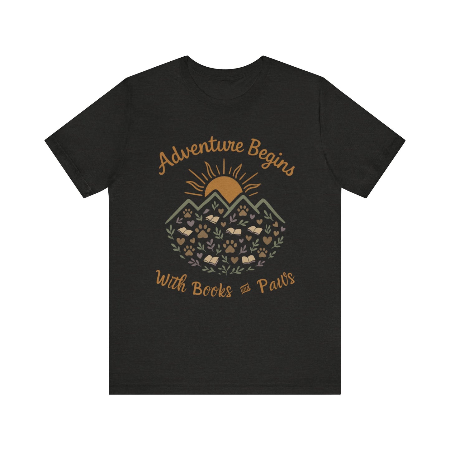 Adventure Begins with Books and Paws T-Shirt - Novel Paws