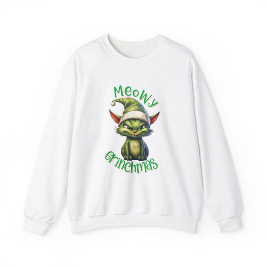 Grinch Cat Crewneck Sweatshirt - Meowy Grinchmas Green Design