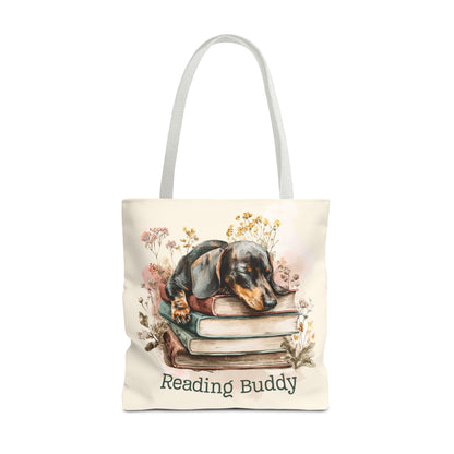 Reading Buddy Dachshund Tote Bag – Cozy Gift for Book & Dog Lovers - Novel Paws