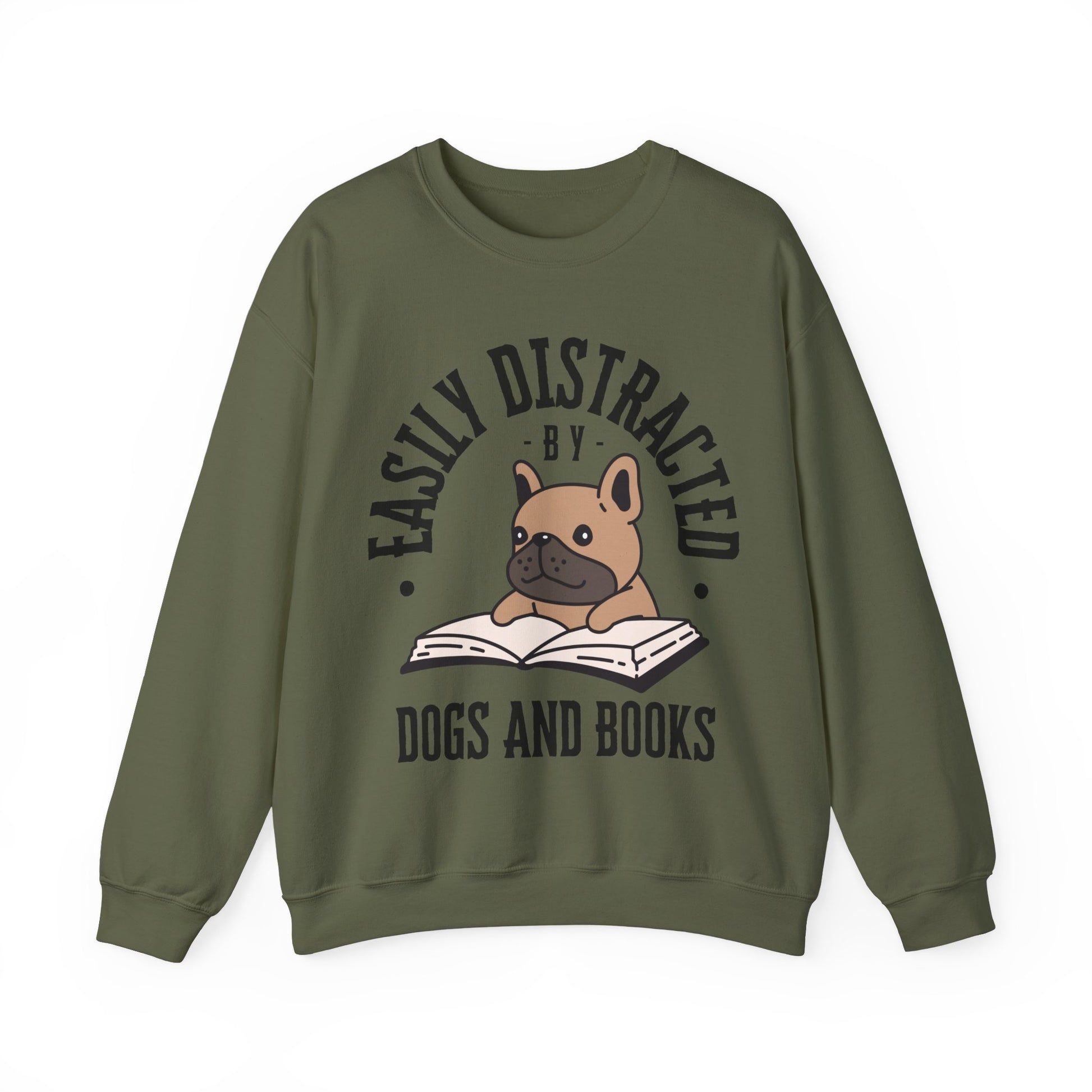 Dog Lover Crewneck Sweatshirt - Easily Distracted by Dogs and Books - Novel Paws