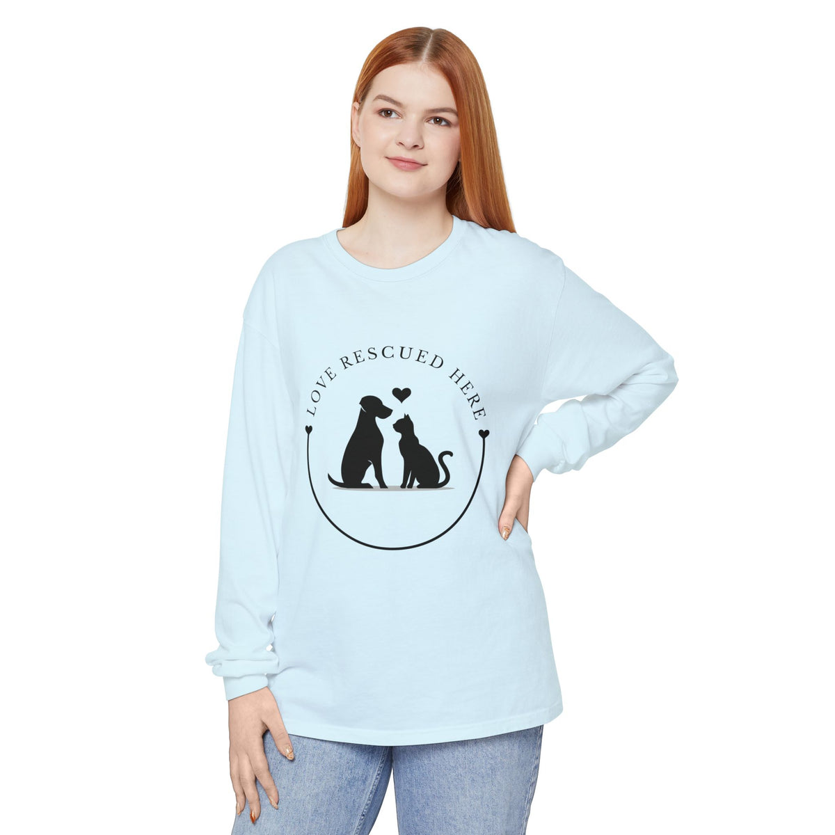 Love Rescued Here Cat and Dog Adoption Long Sleeve T-Shirt