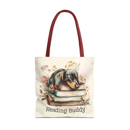 Reading Buddy Dachshund Tote Bag – Cozy Gift for Book & Dog Lovers - Novel Paws