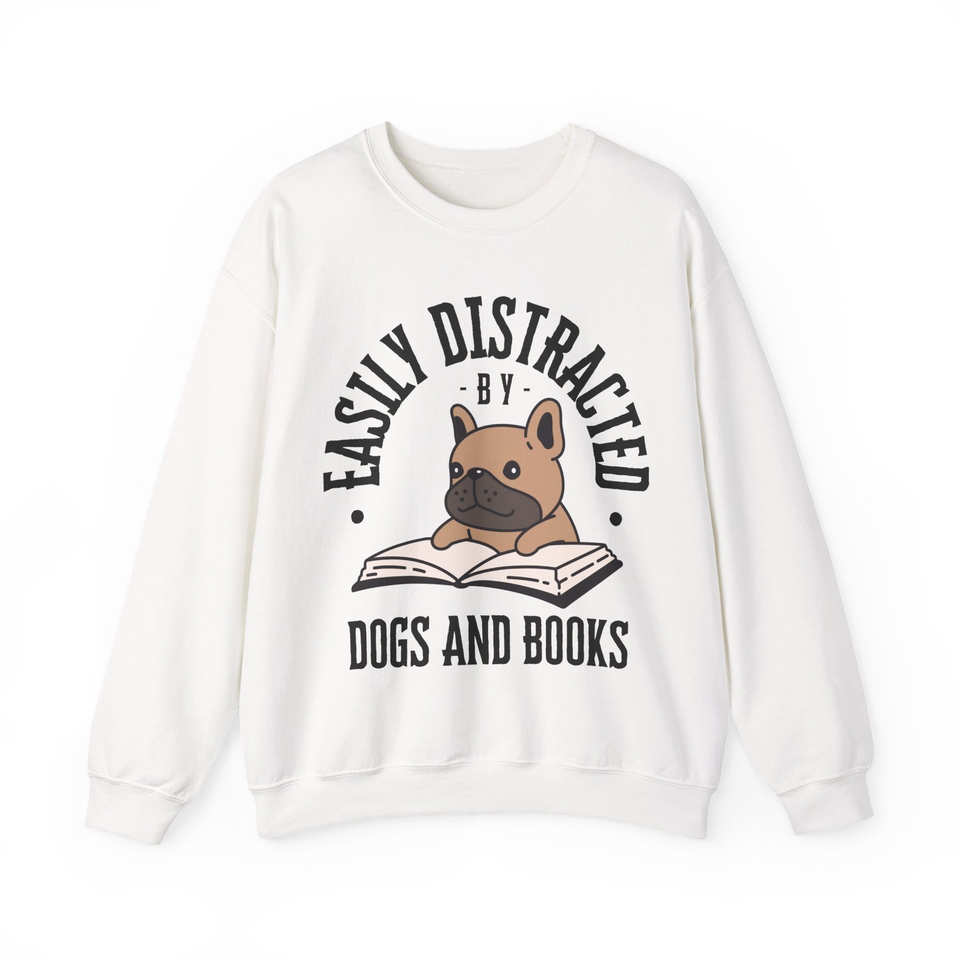 Dog Lover Crewneck Sweatshirt - Easily Distracted by Dogs and Books - Novel Paws