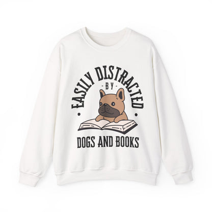 Dog Lover Crewneck Sweatshirt - Easily Distracted by Dogs and Books - Novel Paws