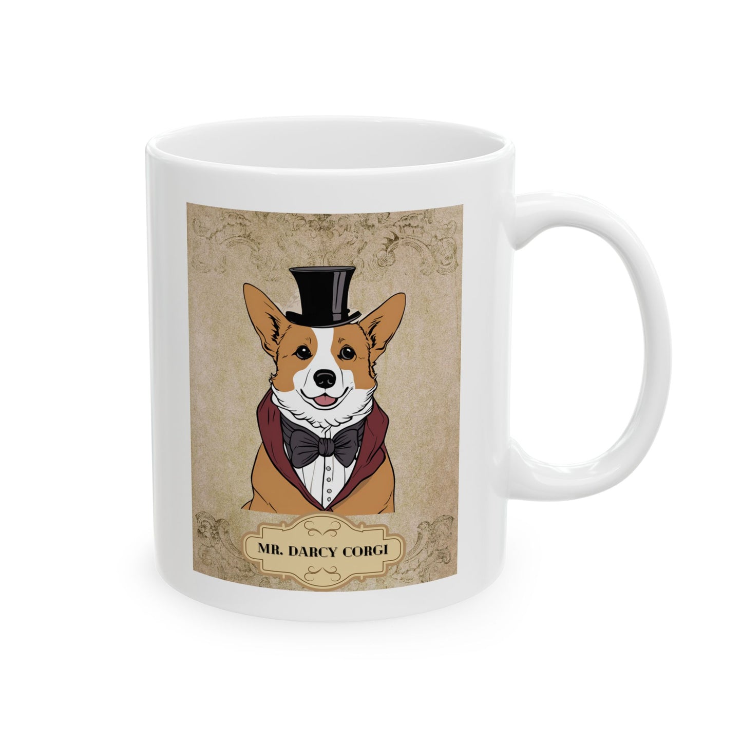 Ceramic Mug - Corgi Dressed as Mr Darcy with Love Quote