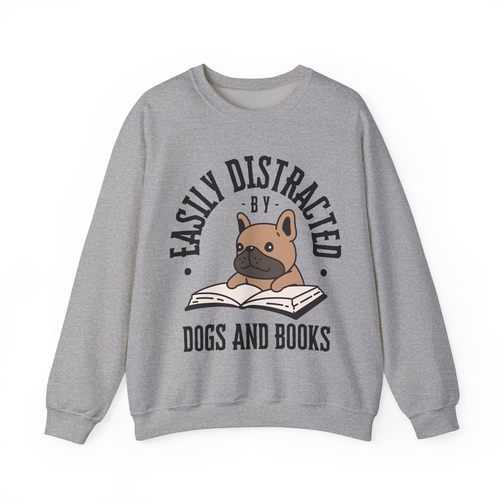 Dog Lover Crewneck Sweatshirt - Easily Distracted by Dogs and Books - Novel Paws