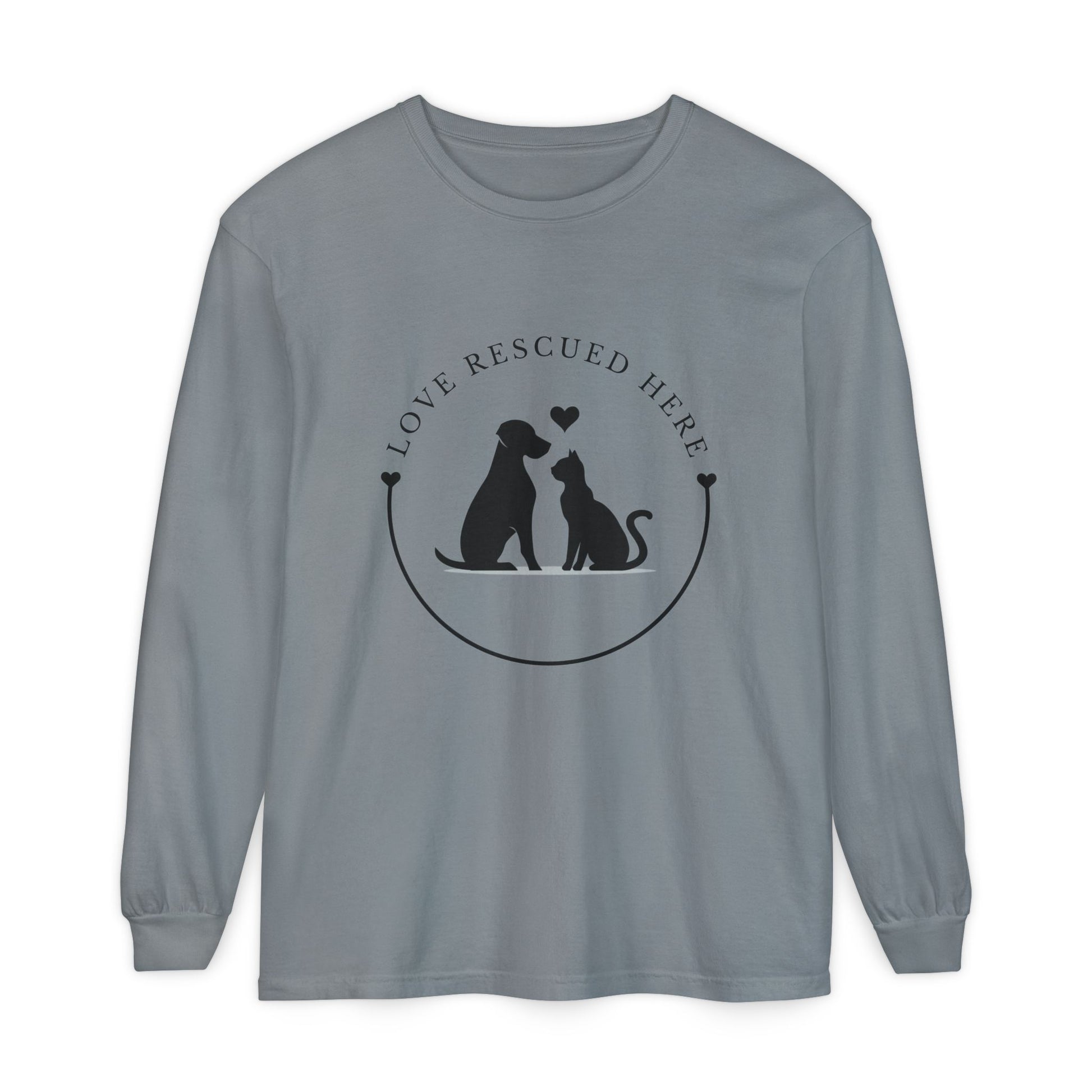 Love Rescued Here – Paws for a Cause Long Sleeve Tee - Novel Paws