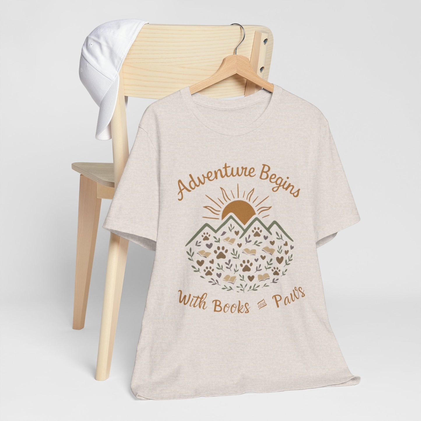 Adventure Begins with Books and Paws T-Shirt - Novel Paws