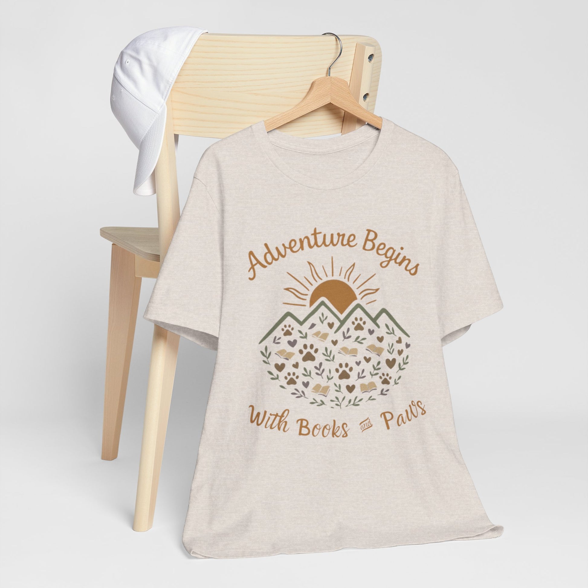 Adventure Begins with Books and Paws T-Shirt - Novel Paws