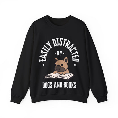 Dog Lover Crewneck Sweatshirt - Easily Distracted by Dogs and Books - Novel Paws