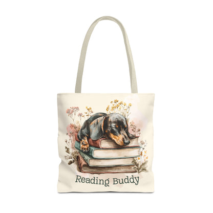 Reading Buddy Dachshund Tote Bag – Cozy Gift for Book & Dog Lovers - Novel Paws