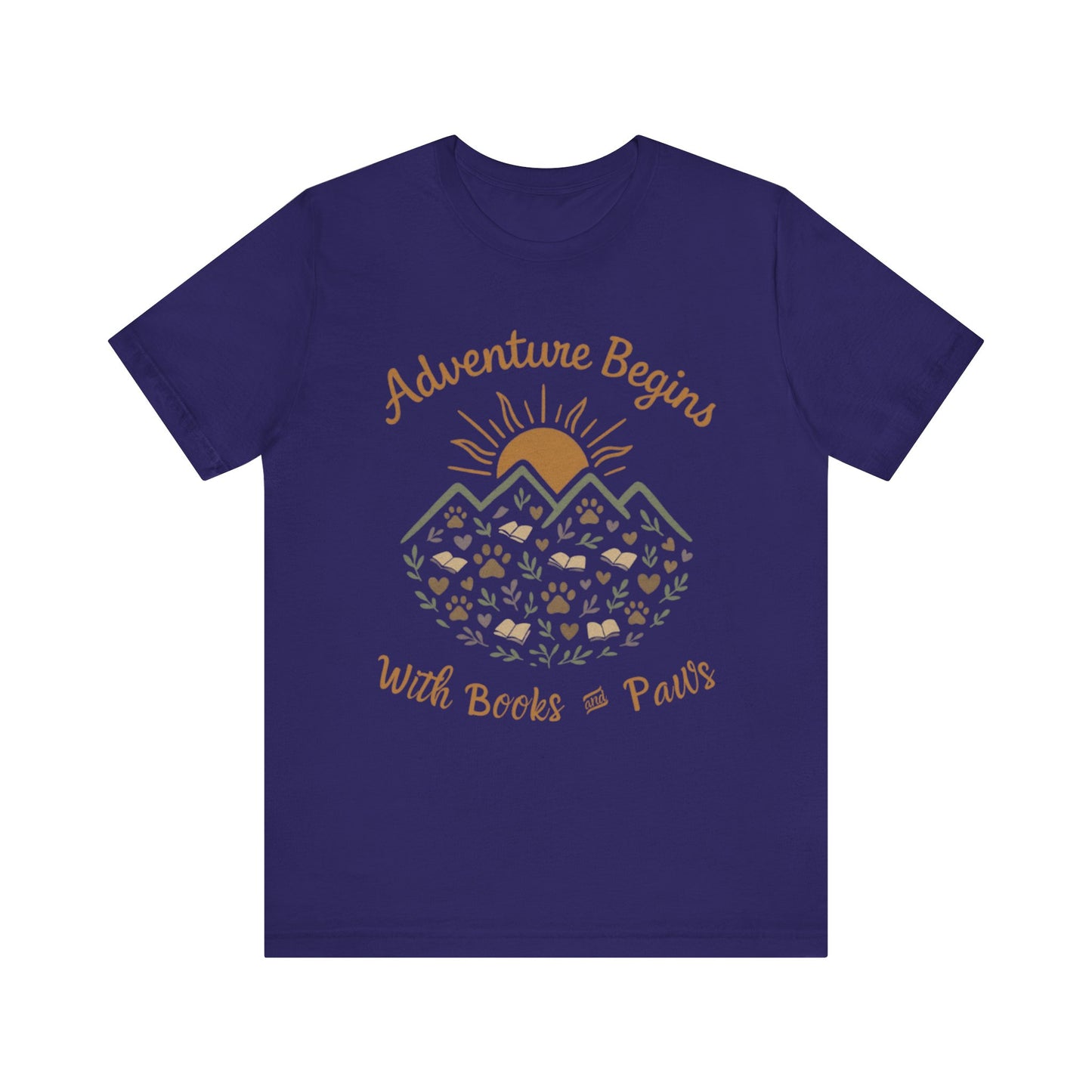Adventure Begins with Books and Paws T-Shirt - Novel Paws