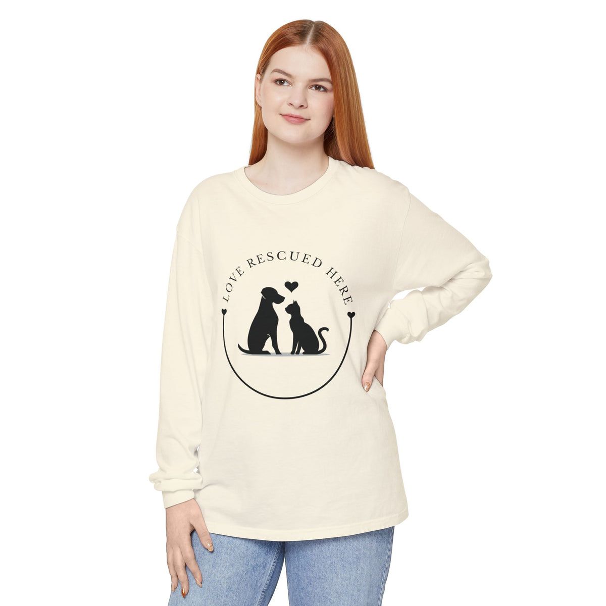 Love Rescued Here Cat and Dog Adoption Long Sleeve T-Shirt
