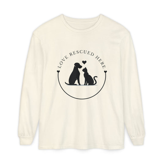 Love Rescued Here – Paws for a Cause Long Sleeve Tee - Novel Paws