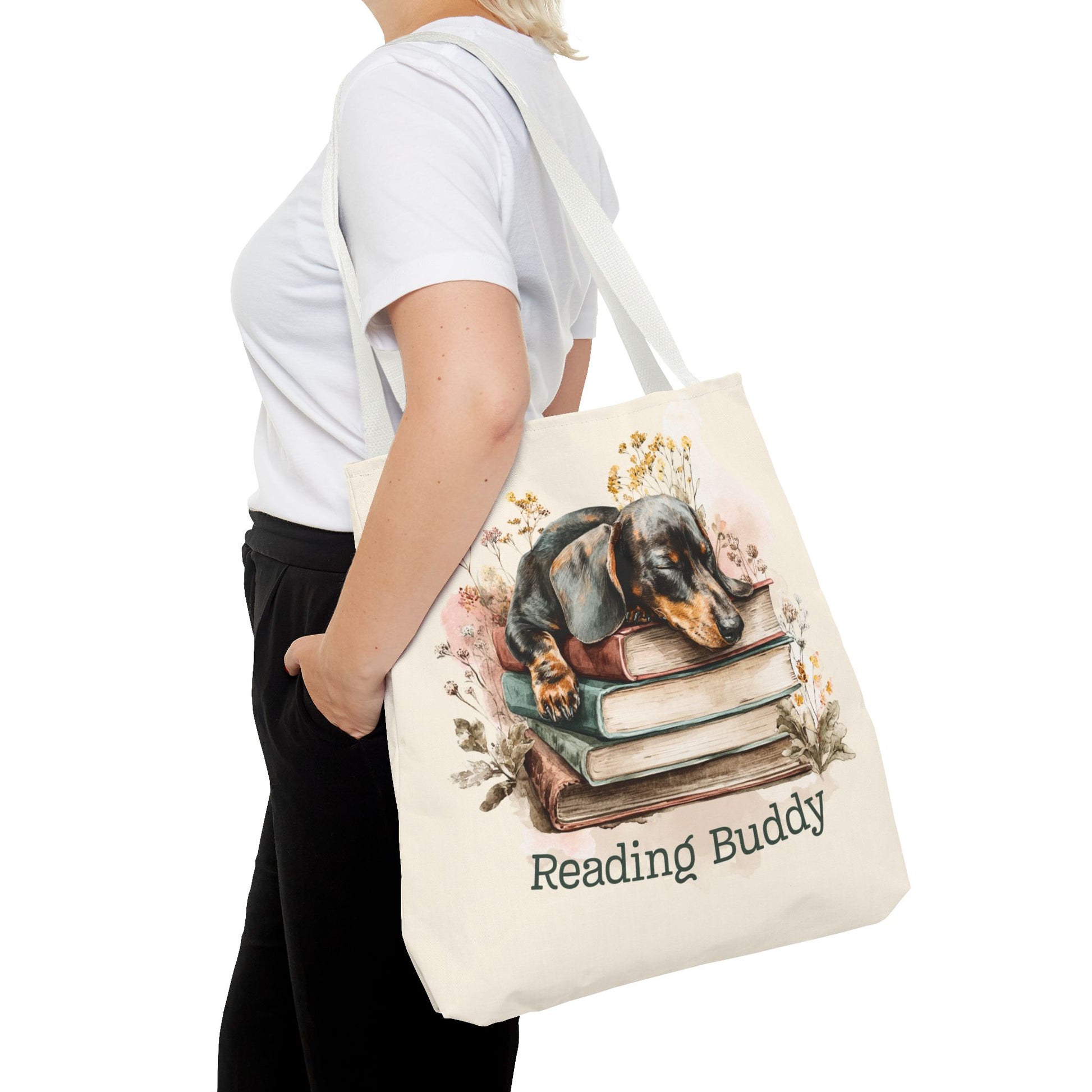 Reading Buddy Dachshund Tote Bag – Cozy Gift for Book & Dog Lovers - Novel Paws
