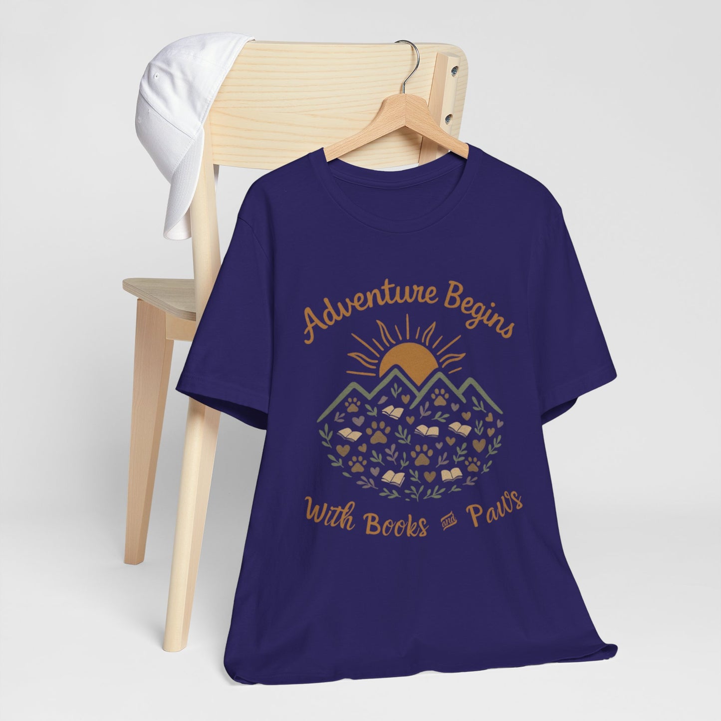 Adventure Begins with Books and Paws T-Shirt - Novel Paws