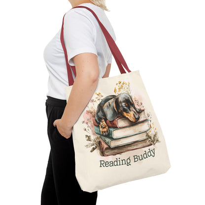 Reading Buddy Dachshund Tote Bag – Cozy Gift for Book & Dog Lovers - Novel Paws