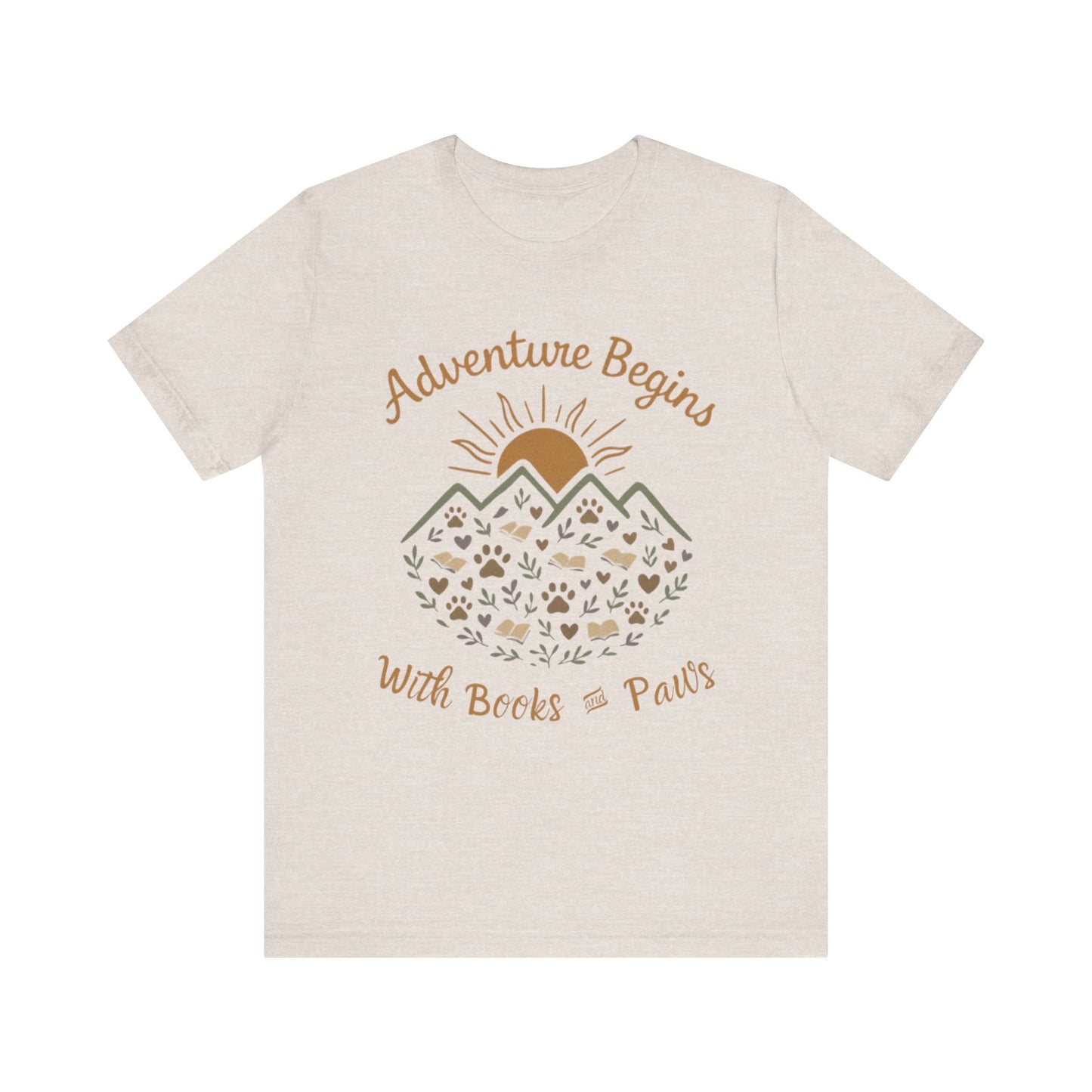 Adventure Begins with Books and Paws T-Shirt - Novel Paws