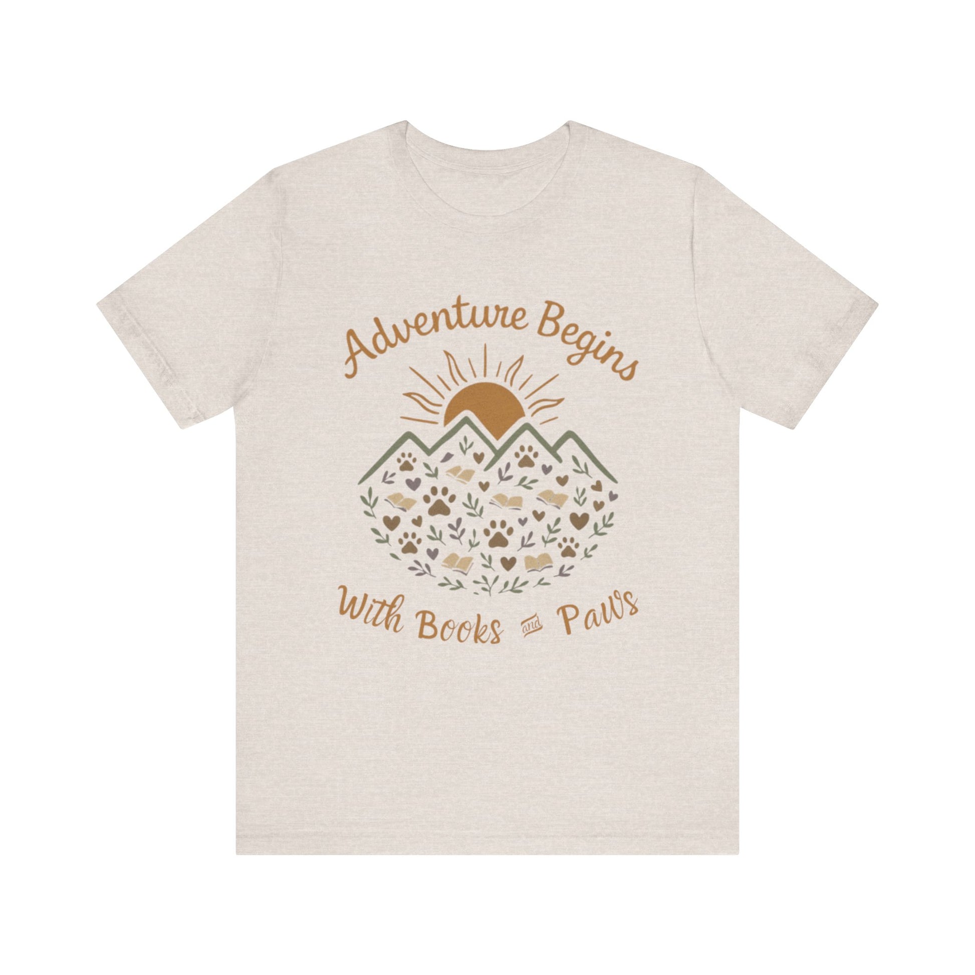 Adventure Begins with Books and Paws T-Shirt - Novel Paws