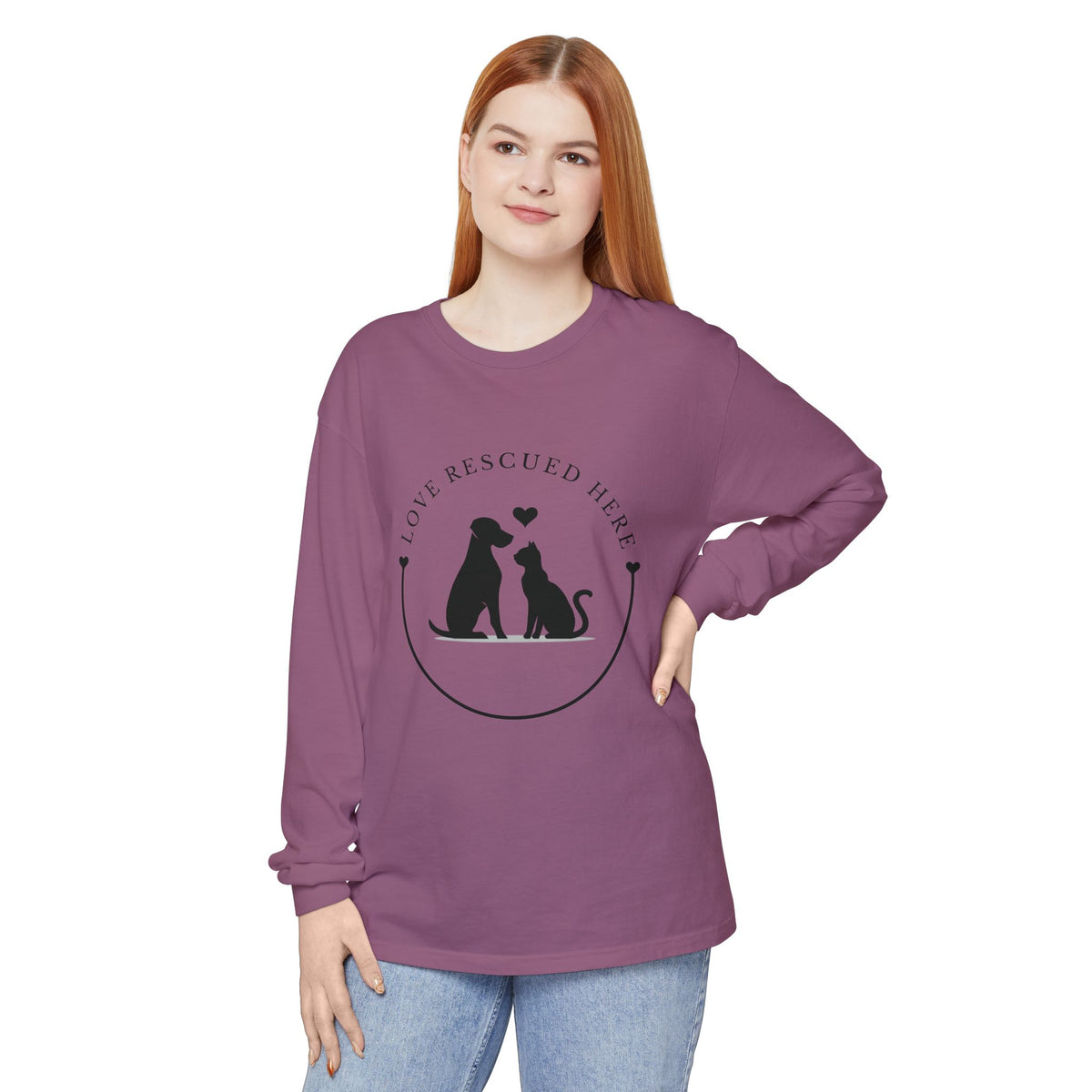 Love Rescued Here Cat and Dog Adoption Long Sleeve T-Shirt