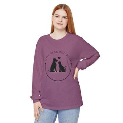 Love Rescued Here Cat and Dog Adoption Long Sleeve T-Shirt