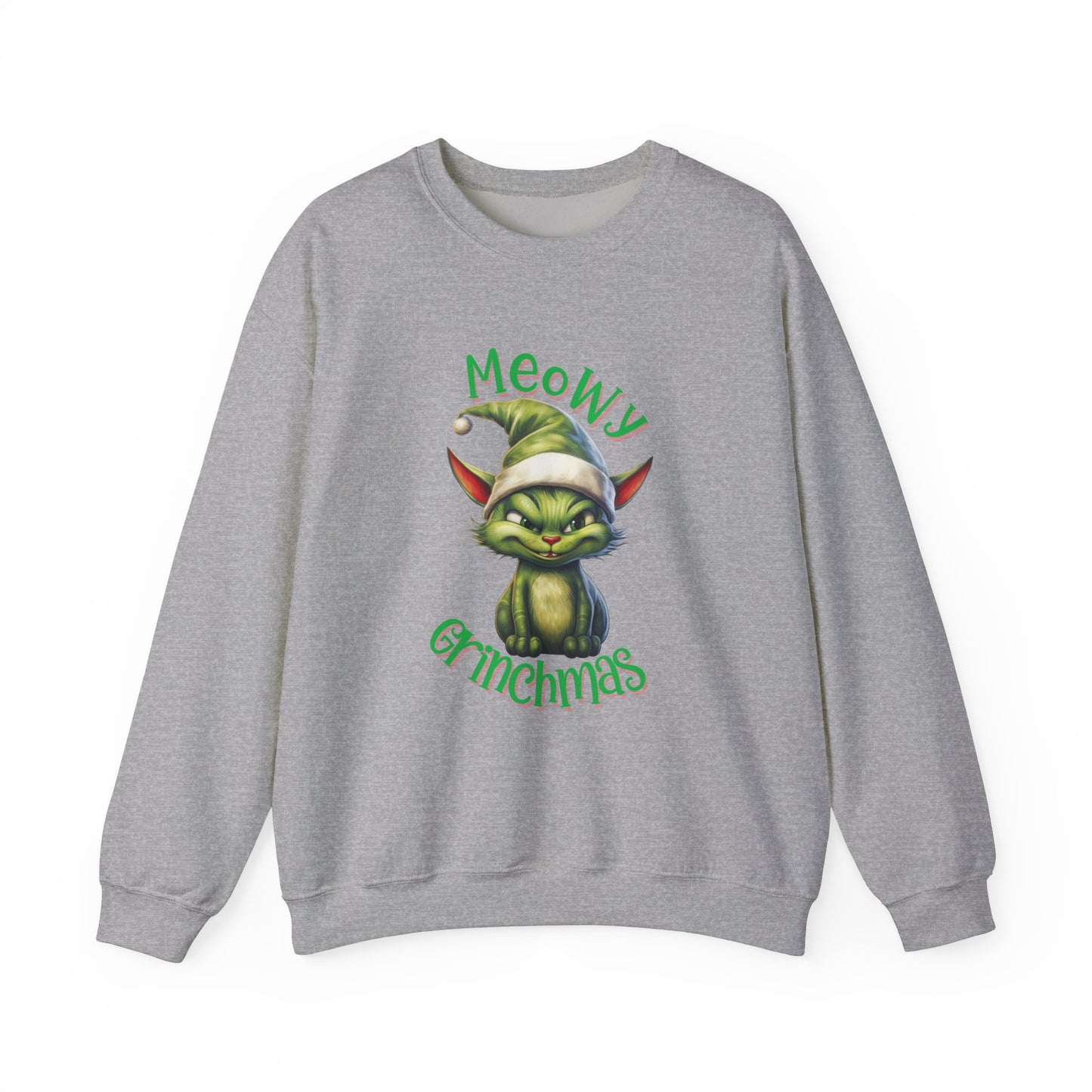 Grinch Cat Crewneck Sweatshirt - Meowy Grinchmas Green Design