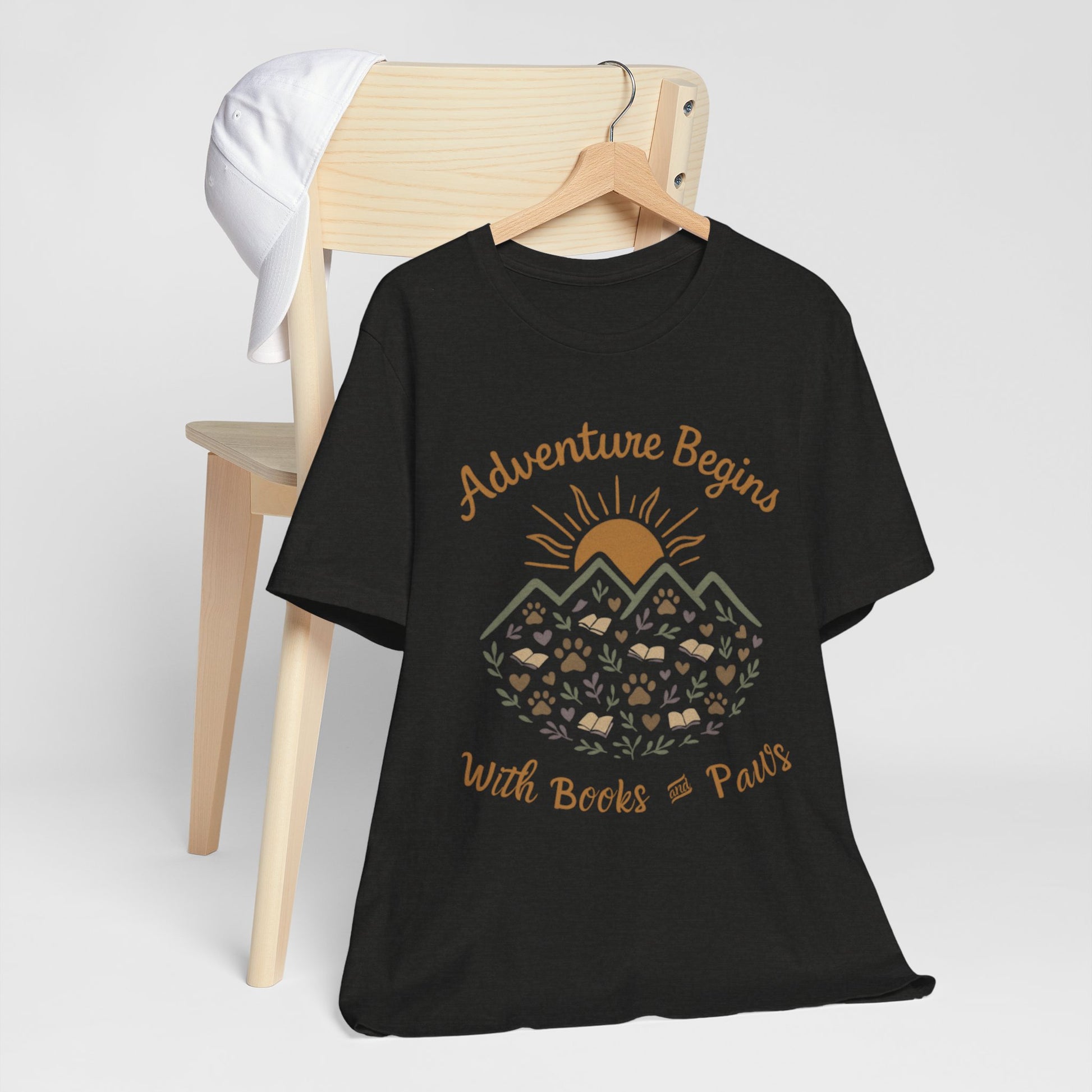 Adventure Begins with Books and Paws T-Shirt - Novel Paws