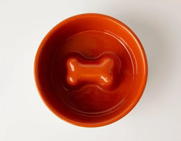 Jax & Bones Bone Slow Feeder Bowl (Orange, Large) - Novel Paws