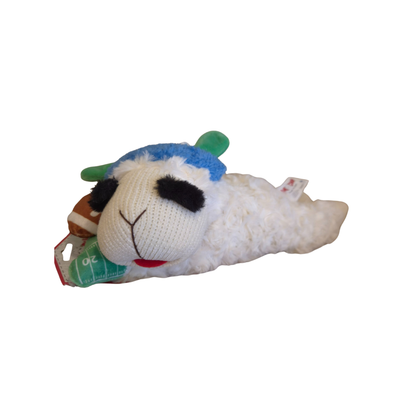 Multipet Tailgate Lambchop w/ Football Dog Toy (Blue Headband, 10.5") - Novel Paws